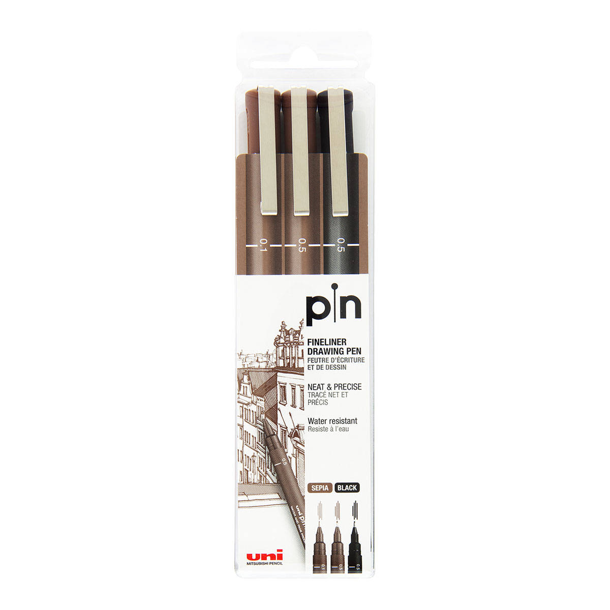 2 x Uni Pin Drawing Pen Fineliner Ultra Fine Line Marker in Black