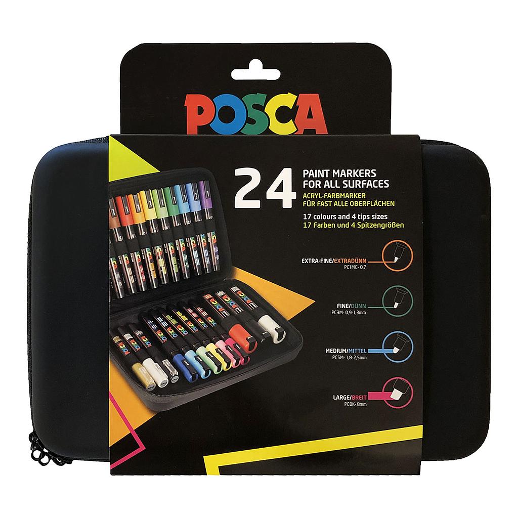 Uni Posca Markers Mixed 24 Set Suitcase