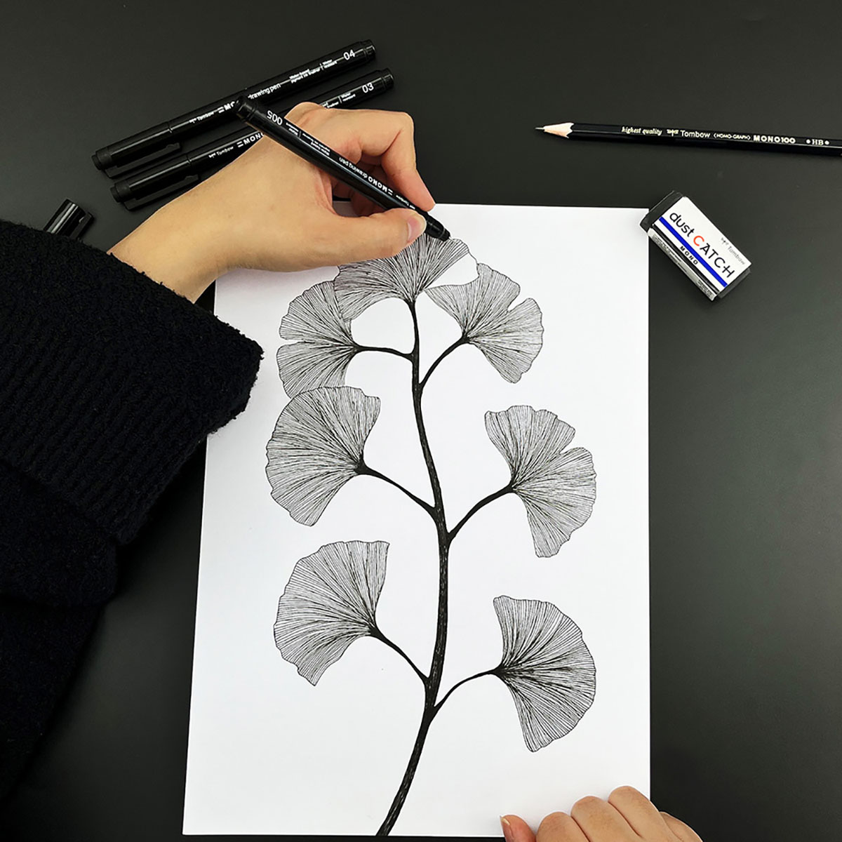 Uni Pin Fineliner Drawing Pen - Sketching Set - Black Ink - 0.01